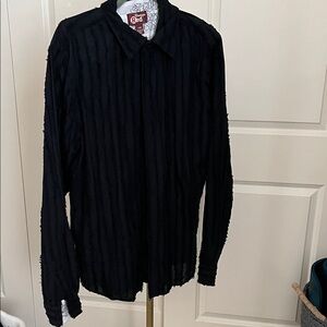 Men's Black Sheer Shirt Jacket